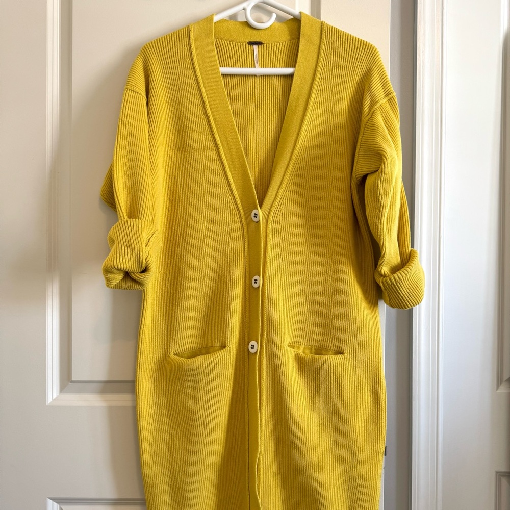 Free People Ribbed Long Cardigan